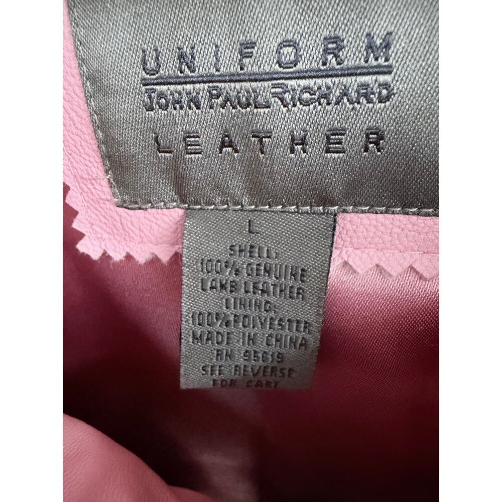 VTG Y2K Uniform John Paul Richard Pink Lamb Leather Jacket L Barbiecore - Picture 5 of 7